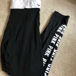 Vs pink fold over yoga legging